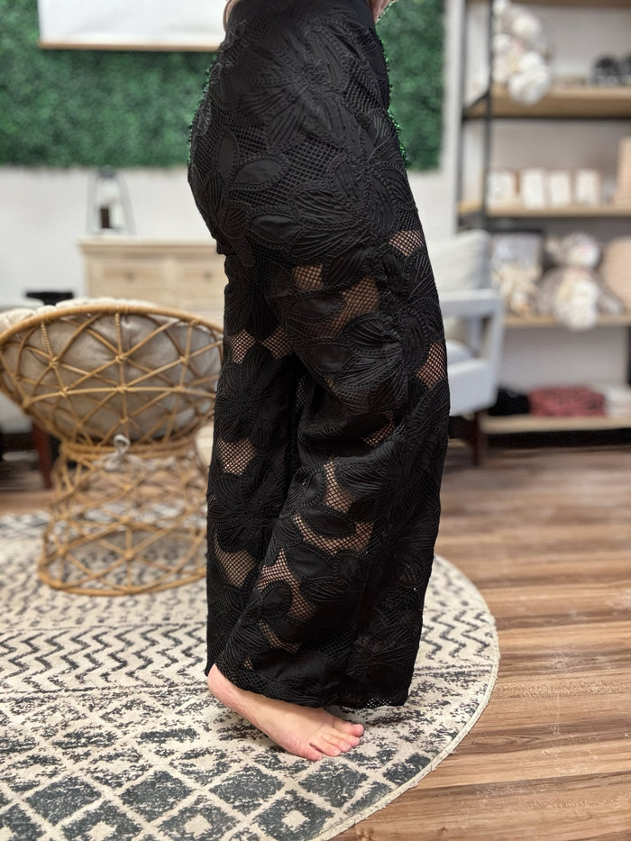 Midnight Lace Wide Leg Pants