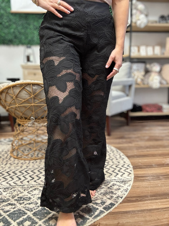 Midnight Lace Wide Leg Pants