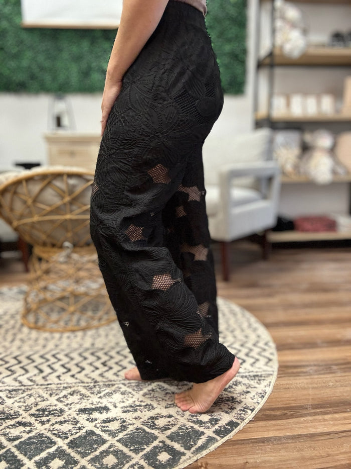 Midnight Lace Wide Leg Pants