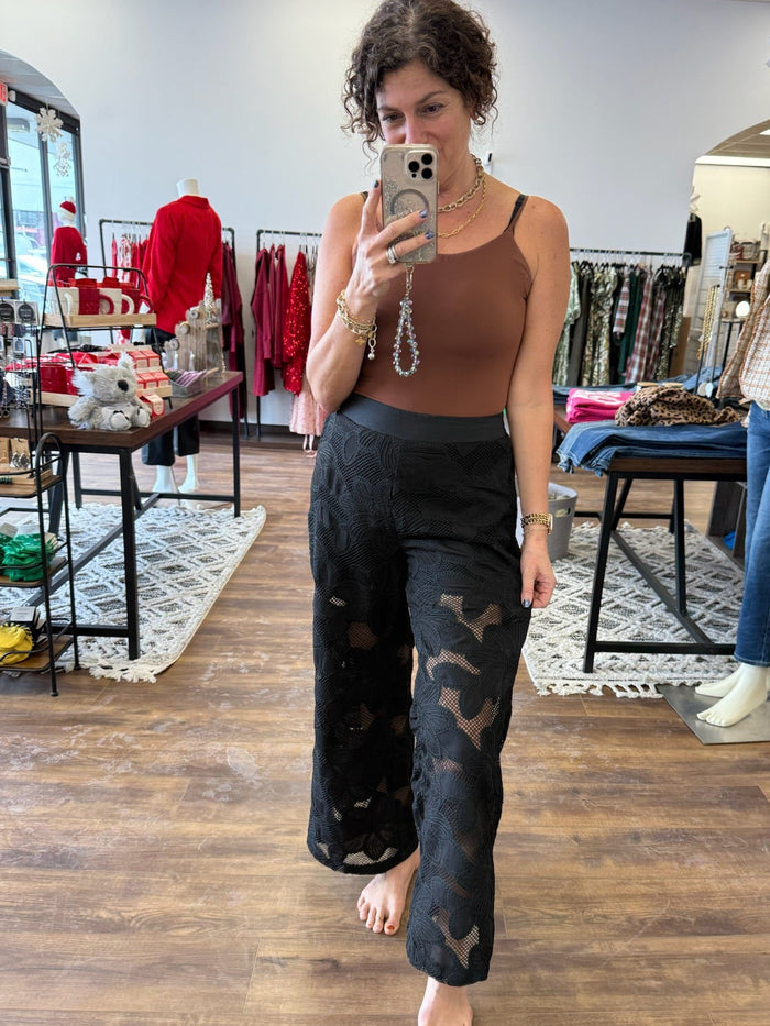 Midnight Lace Wide Leg Pants