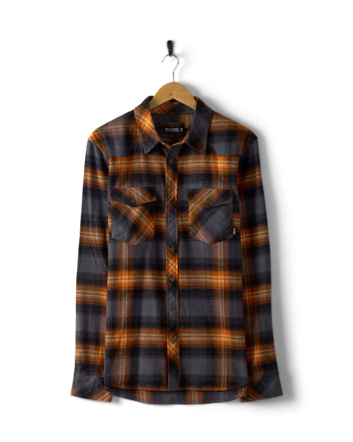 Miles Mens Check Flannel Shirt in Orange