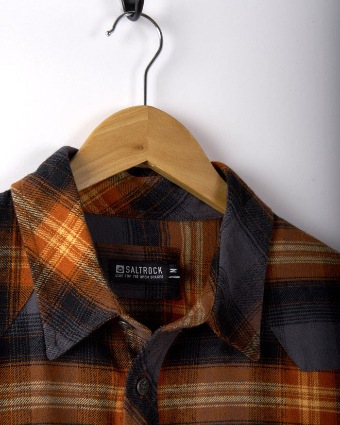 Miles Mens Check Flannel Shirt in Orange
