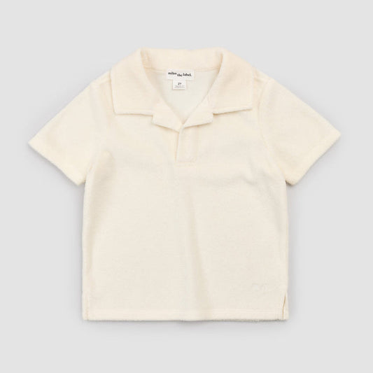 Miles the Label Terry Polo Shirt in Off White
