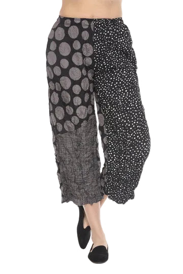 Mixed Media Textured Pull-On Crop Pant - P3947