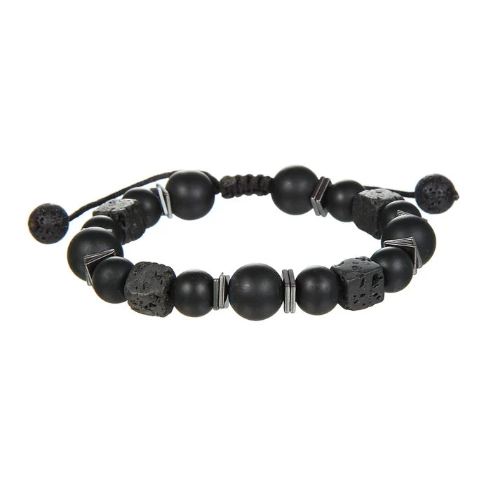 MJ165 - Beaded Black Men's Fashion Bracelet