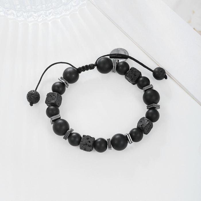 MJ165 - Beaded Black Men's Fashion Bracelet