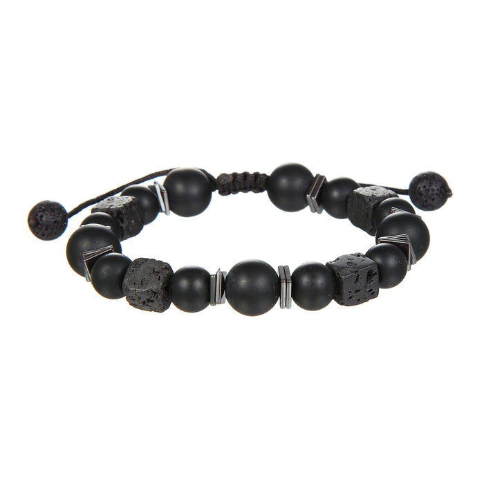 MJ165 - Beaded Black Men's Fashion Bracelet