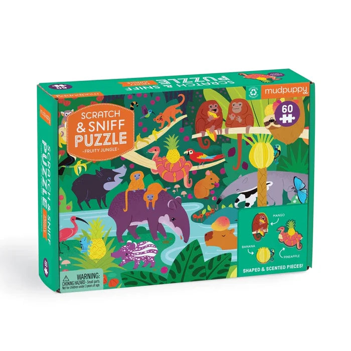 Mudpuppy Scratch & Sniff 60 Piece Puzzle: Fruity Jungle