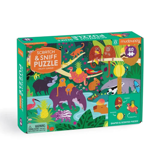 Mudpuppy Scratch & Sniff 60 Piece Puzzle: Fruity Jungle
