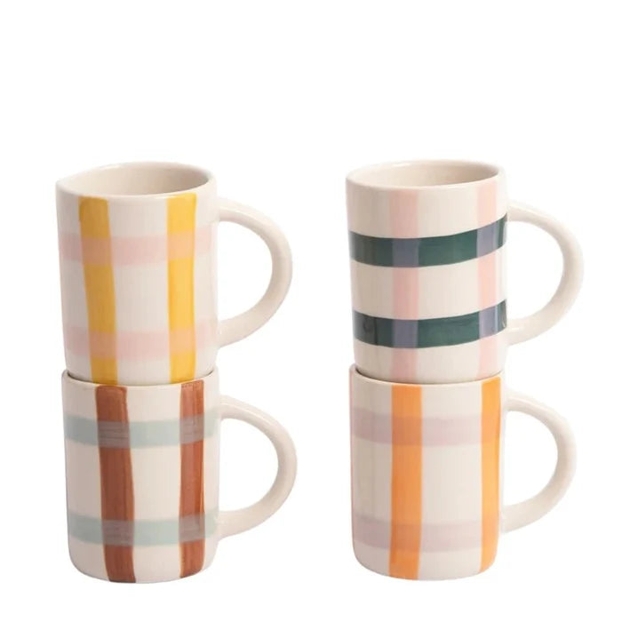 Multi-Check Espresso Cups - Set of 4