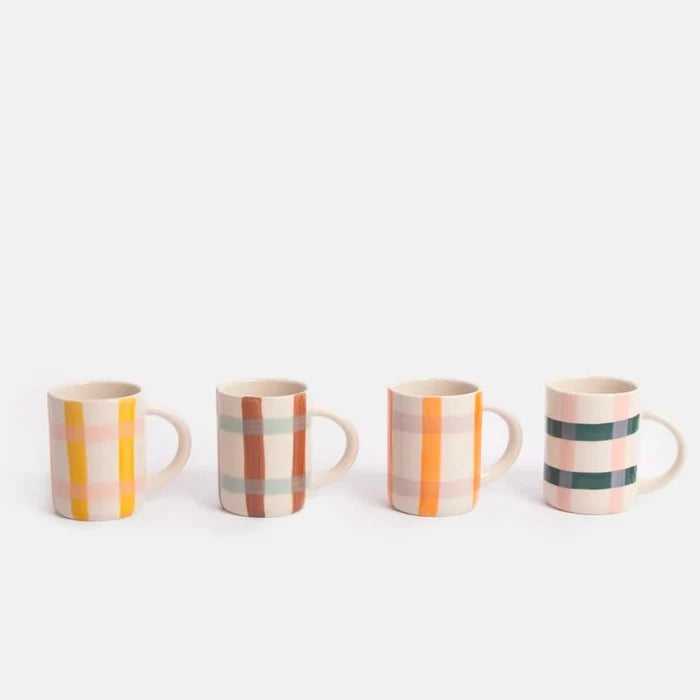 Multi-Check Espresso Cups - Set of 4