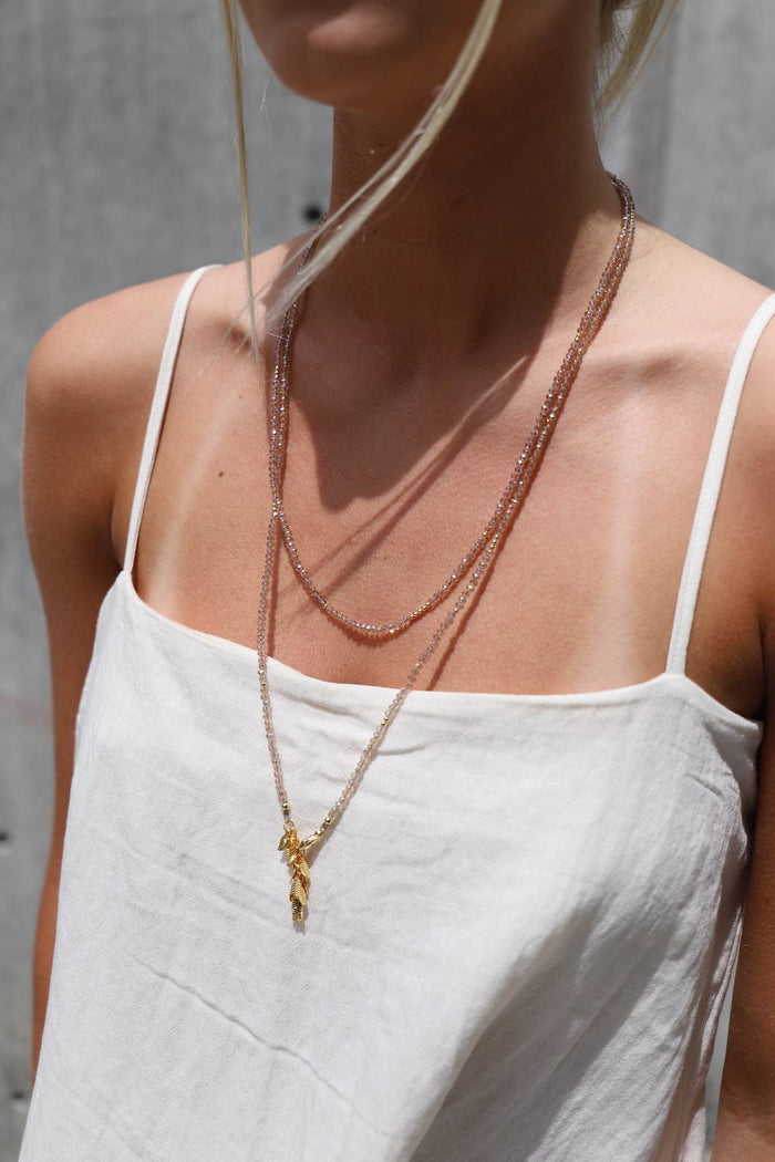N1032CHAMP Necklace-Champagne Petite Crystal Double Wrap