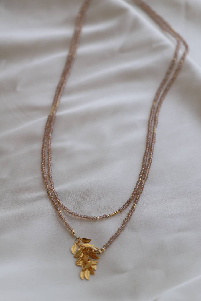 N1032CHAMP Necklace-Champagne Petite Crystal Double Wrap