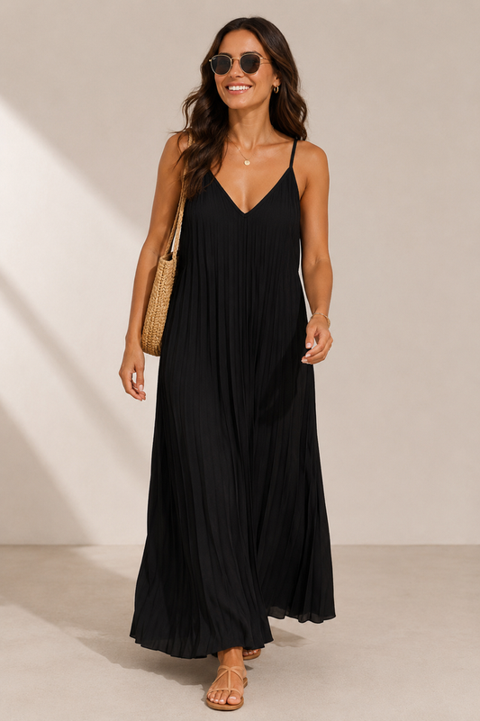 Nancy Pleat Dress Black