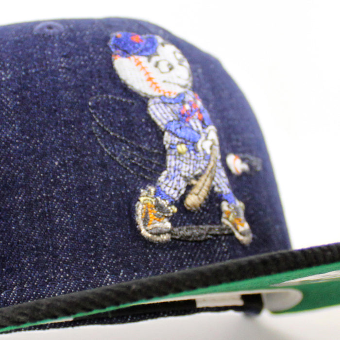 New York Mets Old Timers Day Patch New Era 59Fifty Fitted Hat (Navy Denim Black Corduroy Green Under Brim)