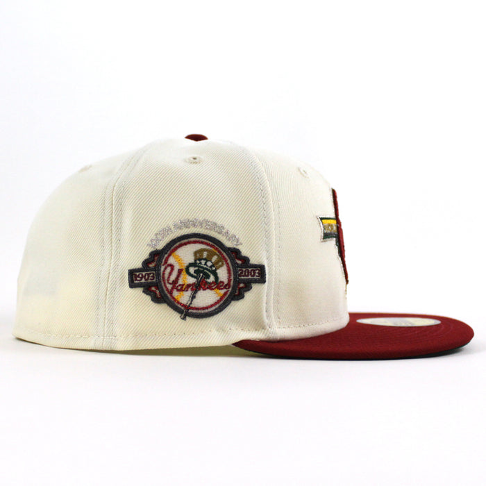 New York Yankees 1947 World Series 100TH ANNIVERSARY New Era 59Fifty Fitted Hat (CHROME WHITE Red Green Under Brim)