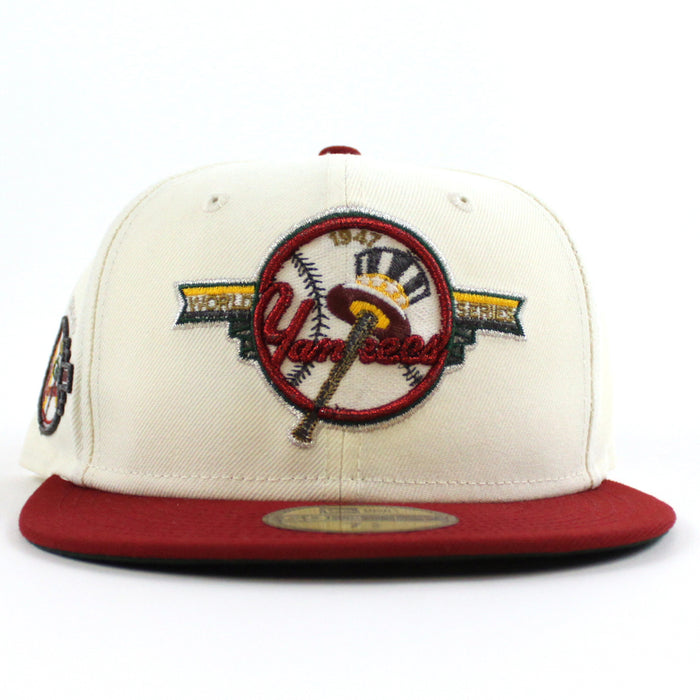 New York Yankees 1947 World Series 100TH ANNIVERSARY New Era 59Fifty Fitted Hat (CHROME WHITE Red Green Under Brim)