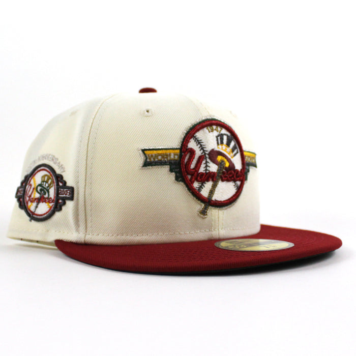 New York Yankees 1947 World Series 100TH ANNIVERSARY New Era 59Fifty Fitted Hat (CHROME WHITE Red Green Under Brim)