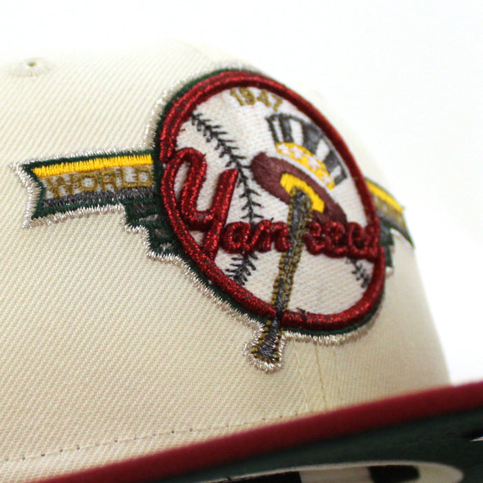 New York Yankees 1947 World Series 100TH ANNIVERSARY New Era 59Fifty Fitted Hat (CHROME WHITE Red Green Under Brim)