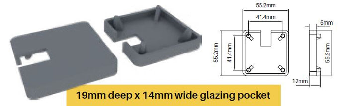 Offset one way notched cap - extended lip for semi frameless pool fence posts - Image 2