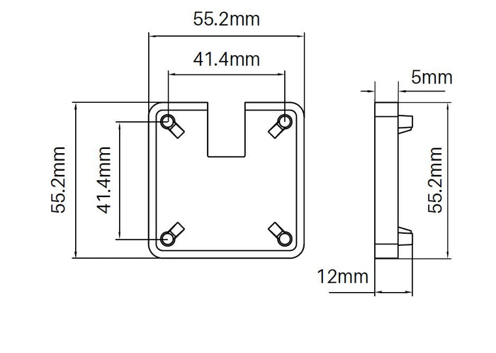 Offset one way notched cap - extended lip for semi frameless pool fence posts - Image 3