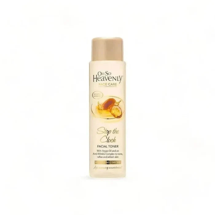 Oh So Heavenly Age Defence Facial Toner 200ml bottle with argan oil and anti-wrinkle complex, gentle and alcohol-free skincare product