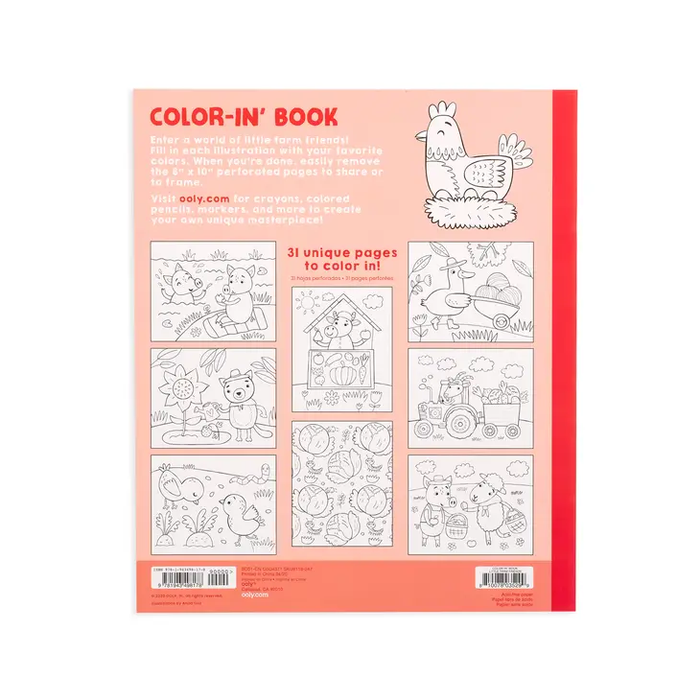 Ooly Color-in' Book - Little Farm Friends