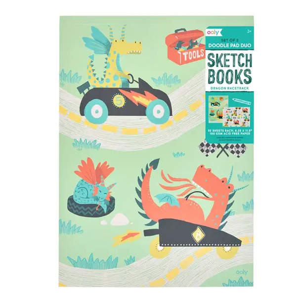 Ooly Doodle Pad Duo Sketchbooks, Set of 2 - Dragon Racetrack