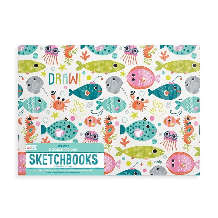 Ooly Doodle Pad Duo Sketchbooks, Set of 2 - Friendly Fish