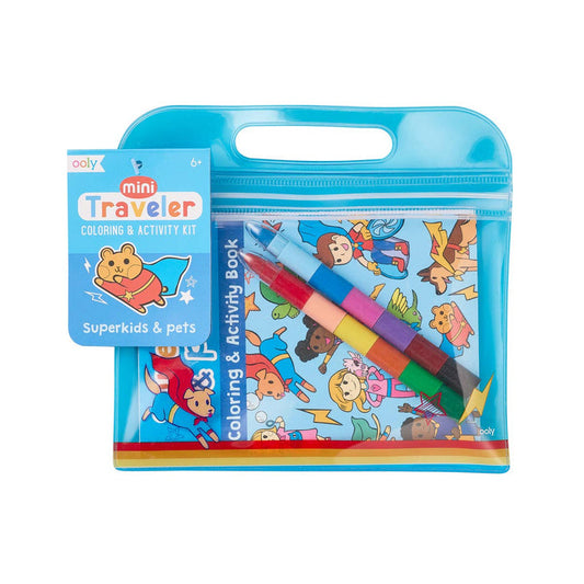 Ooly Mini Traveler Coloring & Activity Kit - Superkids & Pets