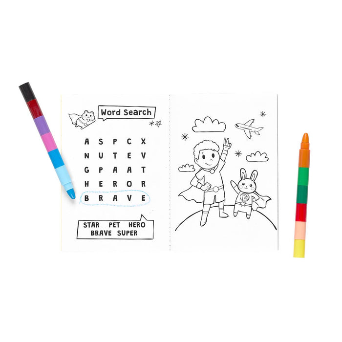 Ooly Mini Traveler Coloring & Activity Kit - Superkids & Pets