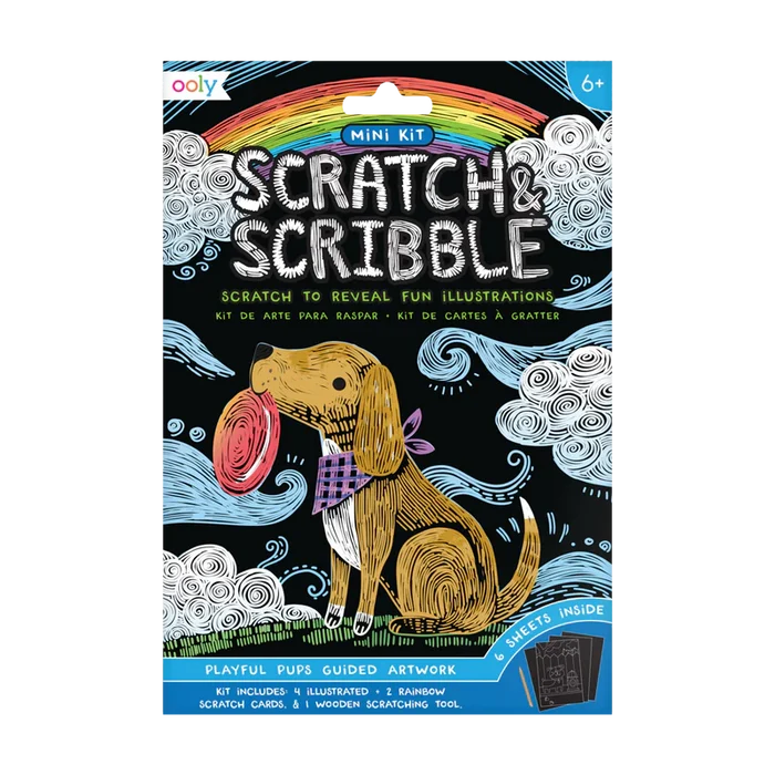 Ooly Scratch & Scribble Mini Scratch Art Kit - Playful Pups