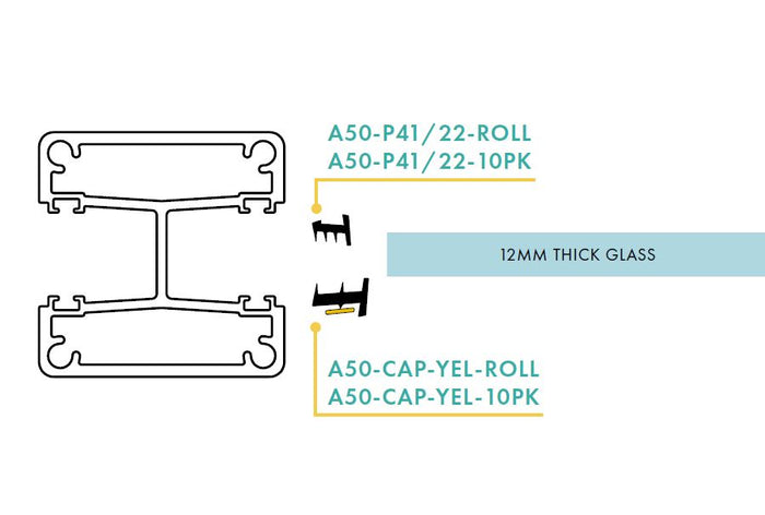 P41/22 glazing rubber for semi frameless pool fence posts for 12mm glass. - Image 1