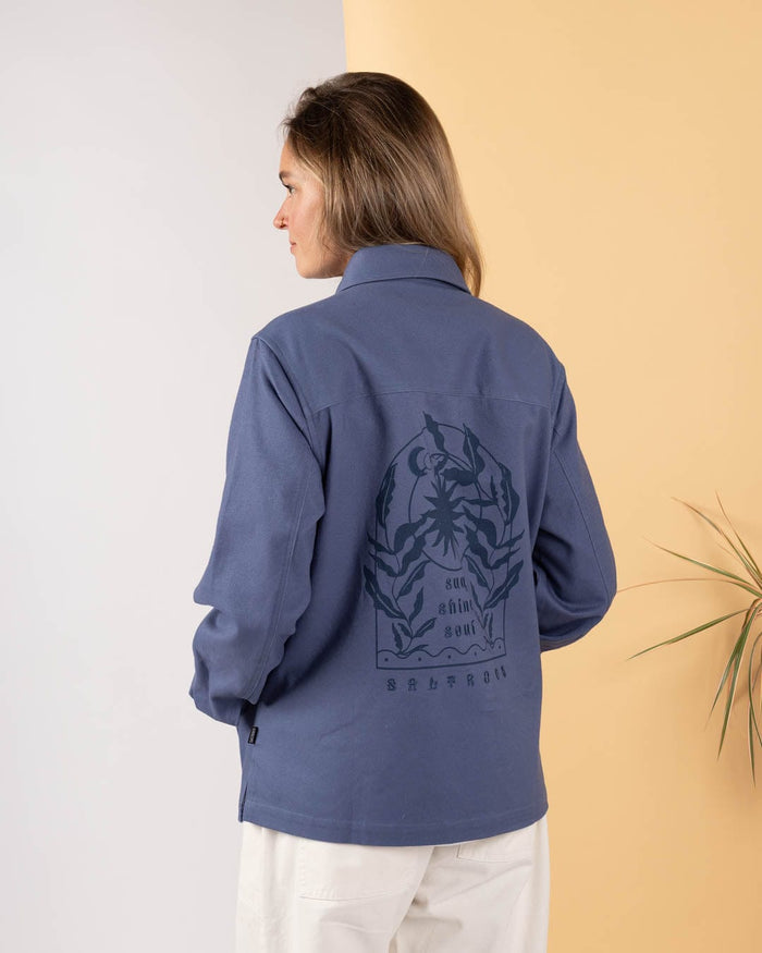 Peta Womens Lightweight Canvas Shacket in Blue