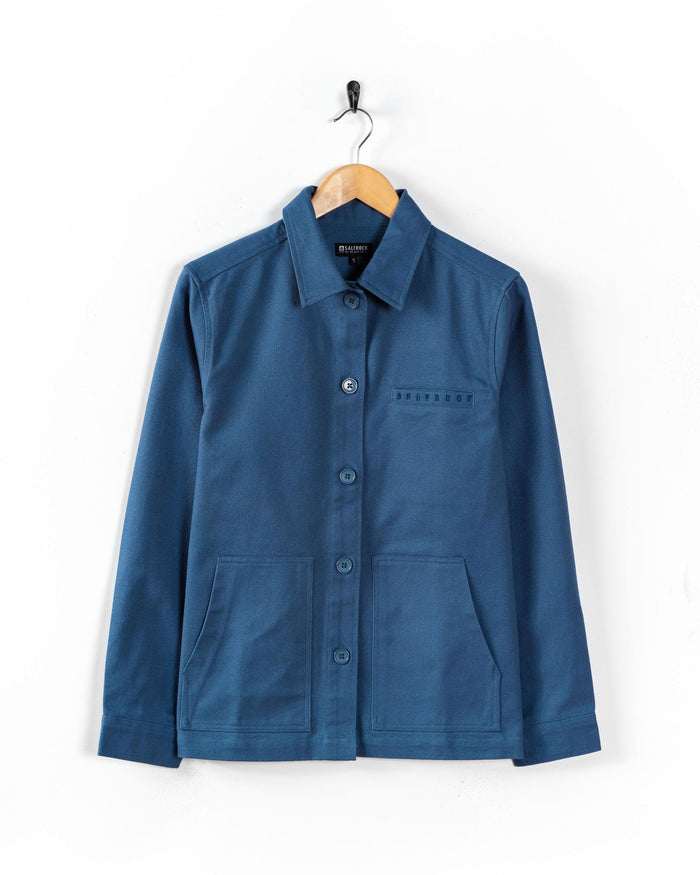 Peta Womens Lightweight Canvas Shacket in Blue