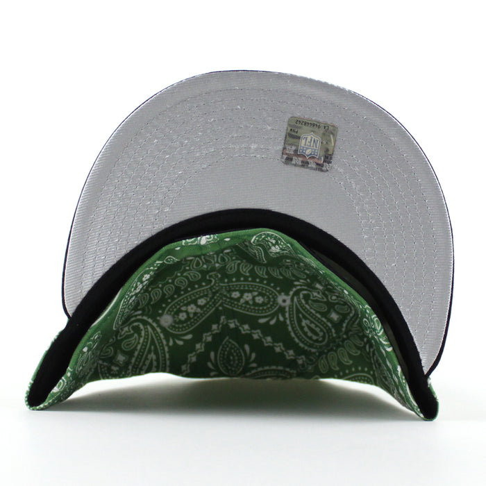Philadelphia Eagles 75 Years New Era 59Fifty Fitted Hat (Paisley Green Camo Black Metallic Silver Under Brim)