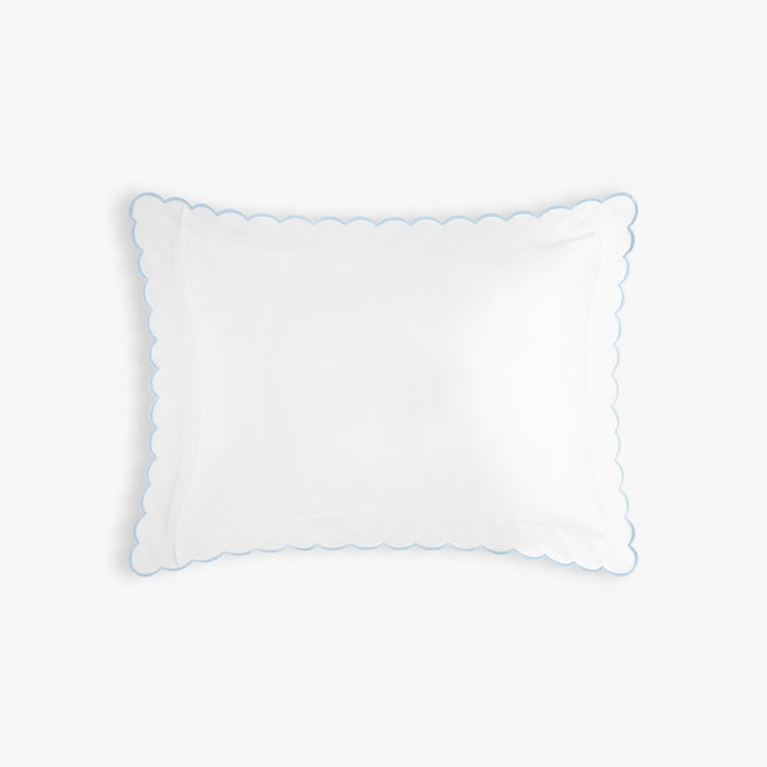 Picnic Gingham Standard Pillowcase Set in Blue and Backside in White