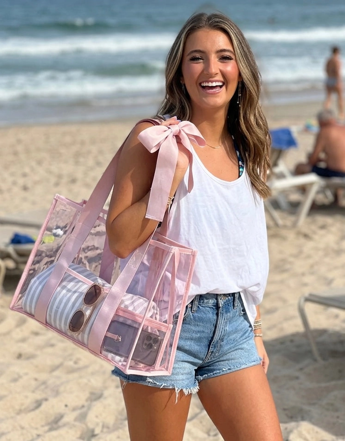 Pink Bow PVC Tote Bag