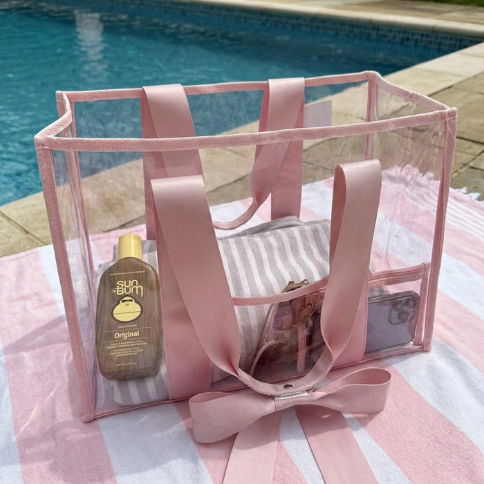Pink Bow PVC Tote Bag
