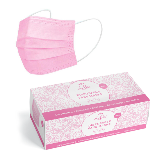 Pink Disposable Face Masks 50's