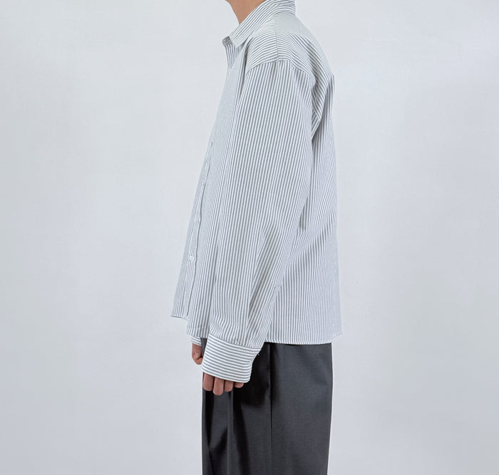 Pinstripe Oversized Shirt - worn side