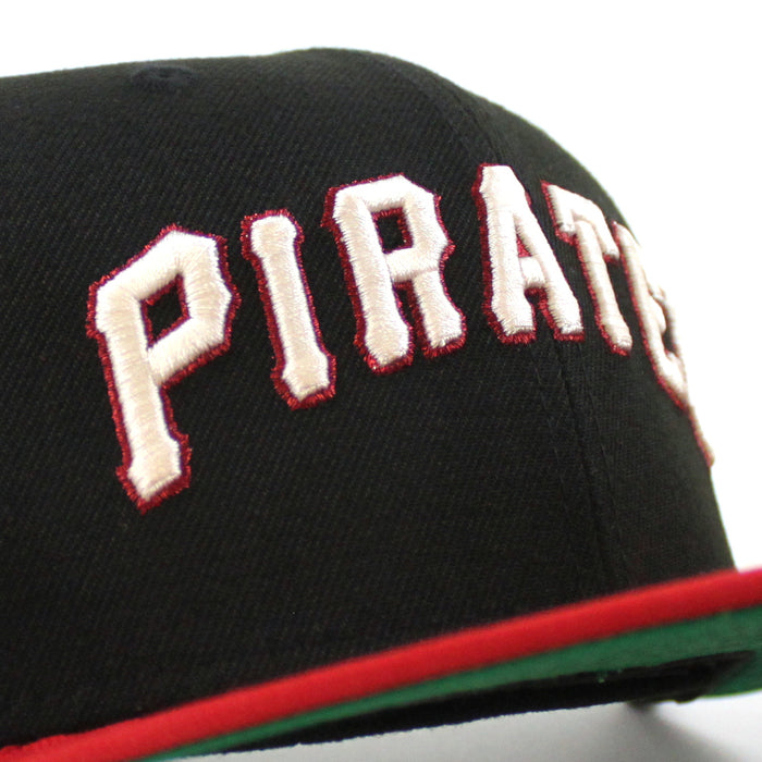 Pittsburgh Pirates ROBERTO CLEMENTE 21 Patch New Era 59Fifty Fitted Hat (Black Scarlet Red Green Under Brim)