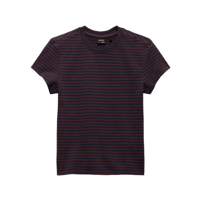PRANA Women's Short Sleeve Lotus Tee Cacao Stripe