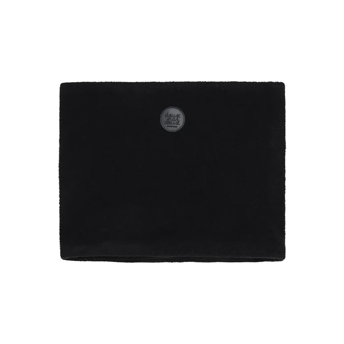 Deux par Deux boys snowsuit neck warmer or accessory detail in Black.