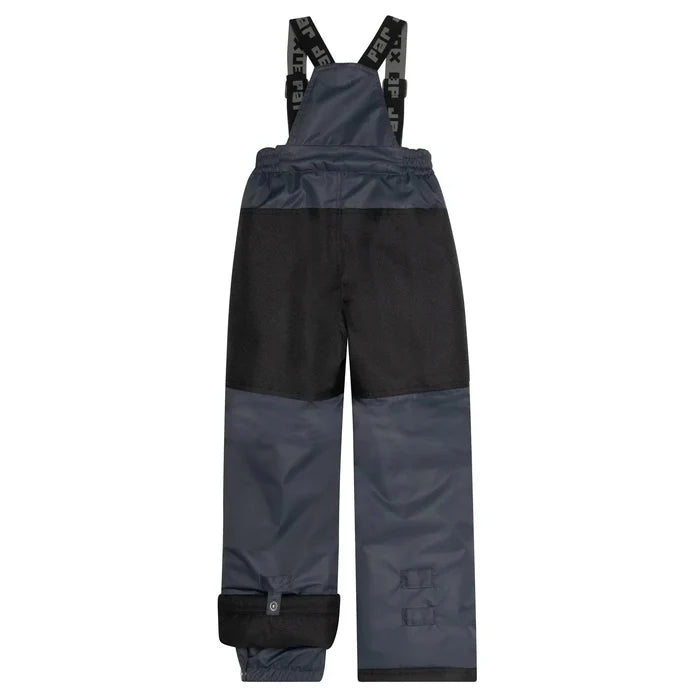 Back view of Deux par Deux boys dark snow pants with reinforced winter snow protection.