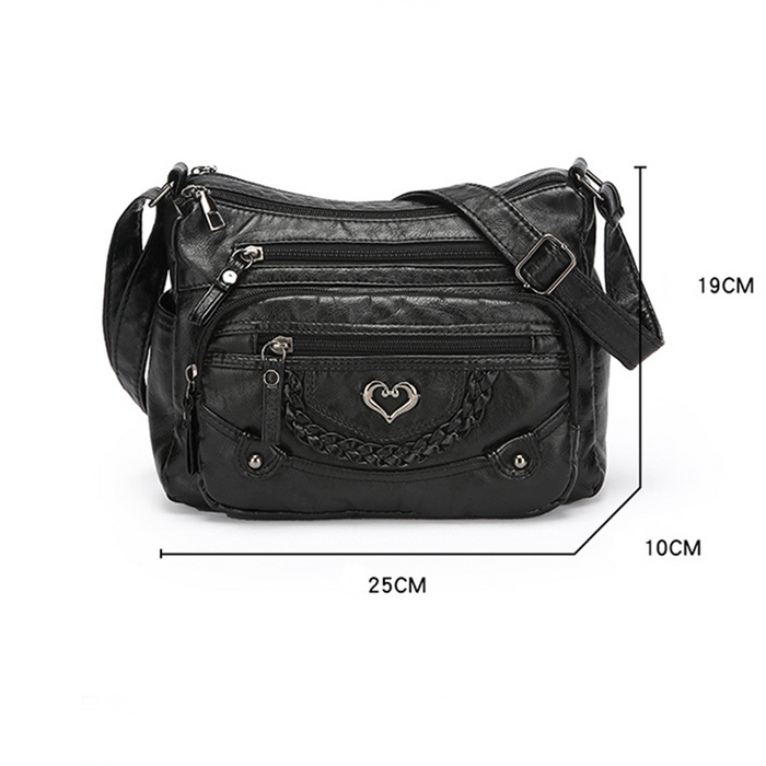 Quixelle - Sac bandoulière femme en cuir PU souple avec multiples poches