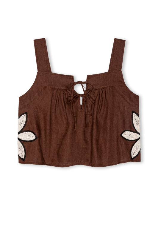 Rails Calais Top in Cocoa Floral Embroidery