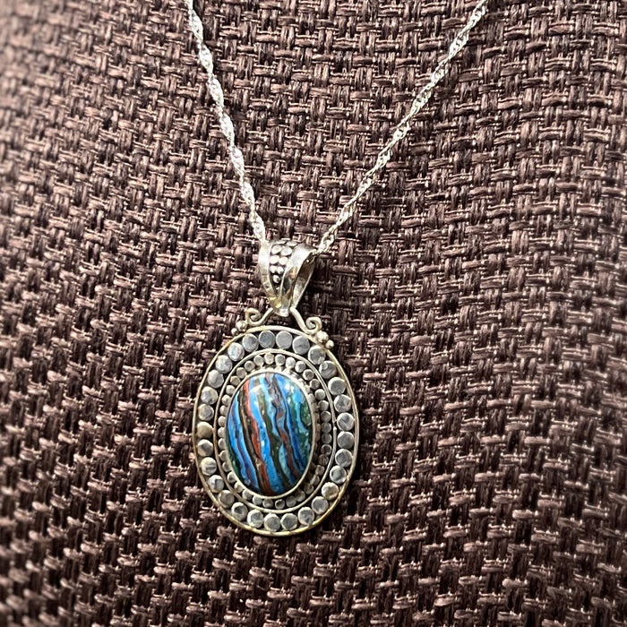 Rainbow Calsilica Stone Necklace