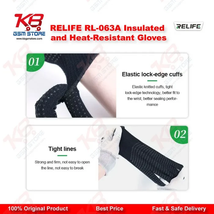 RELIFE RL-063A Insulated Heat-Resistant Repair Gloves – Anti-Slip Aramid Safety Gloves for Mobile Repair Technicians