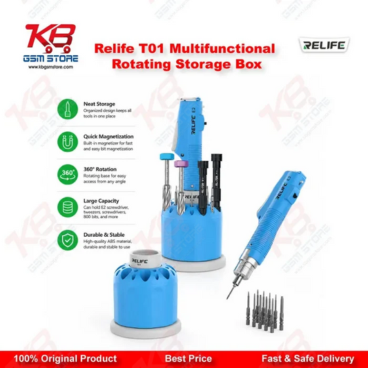 RELIFE T01 Multifunctional 360° Rotating Storage Box – 25 Hole Screwdriver & Tool Organizer